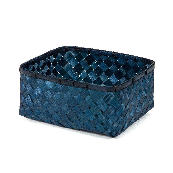"Hanoi" Large Bamboo Storage Basket - Duck Blue 1 Compactor
