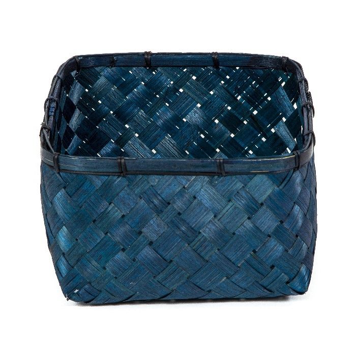 "Hanoi" Large Bamboo Storage Basket - Duck Blue 3 Compactor