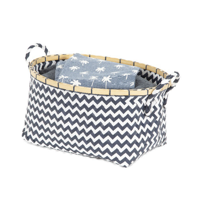 "Zig-Zag" Storage Basket - Navy Blue  4 Compactor