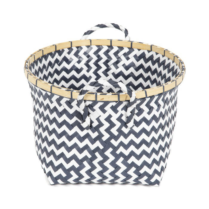 "Zig-Zag" Storage Basket - Navy Blue  3 Compactor