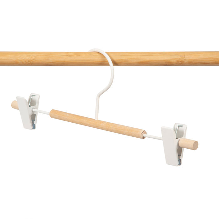 "Helsinski" Wooden Clothes Hanger with Metal Clip - White 1 Compactor
