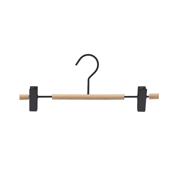 "Helsinski" Wooden Clothes Hanger with Metal Clip - Black 1 Compactor