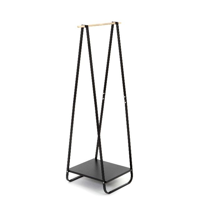 Black Nora Single Metal Clothes Hanging Rail 1 Compactor