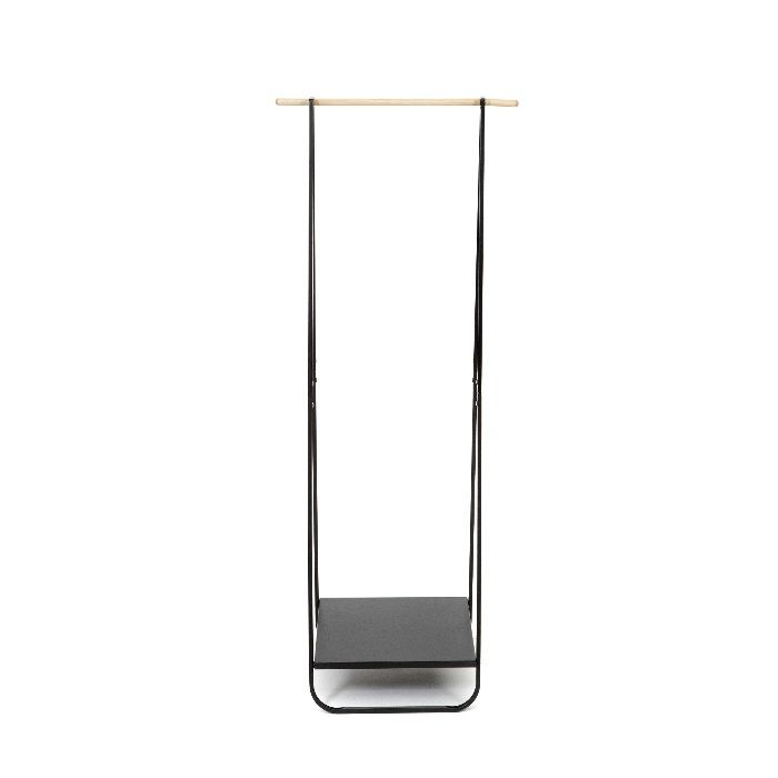 Black Nora Single Metal Clothes Hanging Rail 2 Compactor