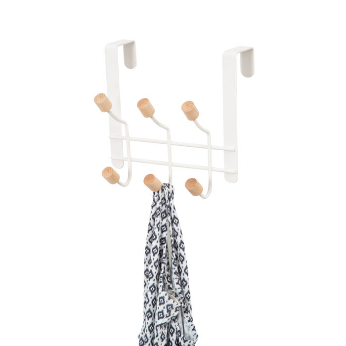 "Helsinski" 6 Hook Over Door Hanger - White  5 Compactor