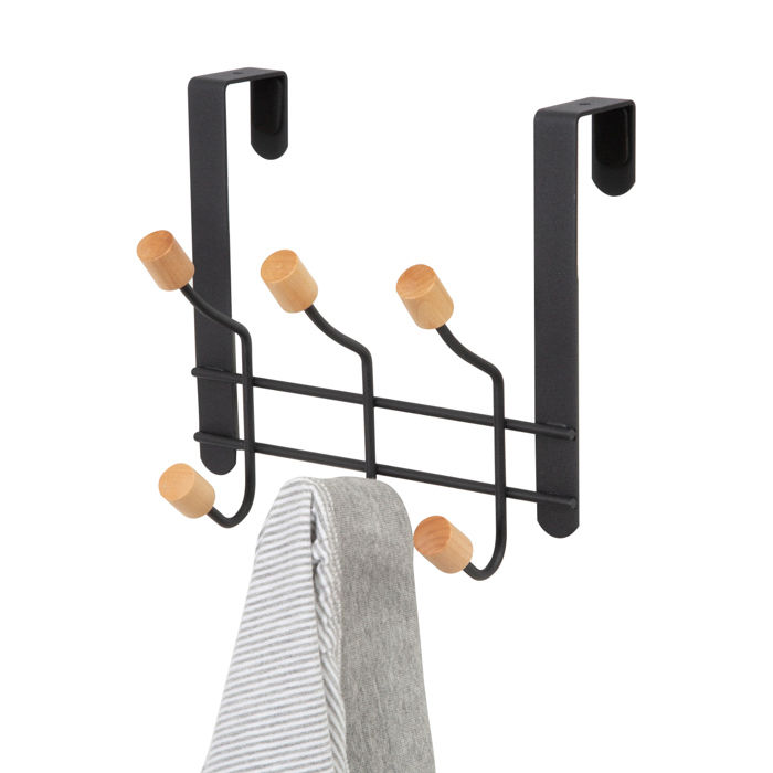 "Helsinski" 6 Hook Over Door Hanger - Black  5 Compactor