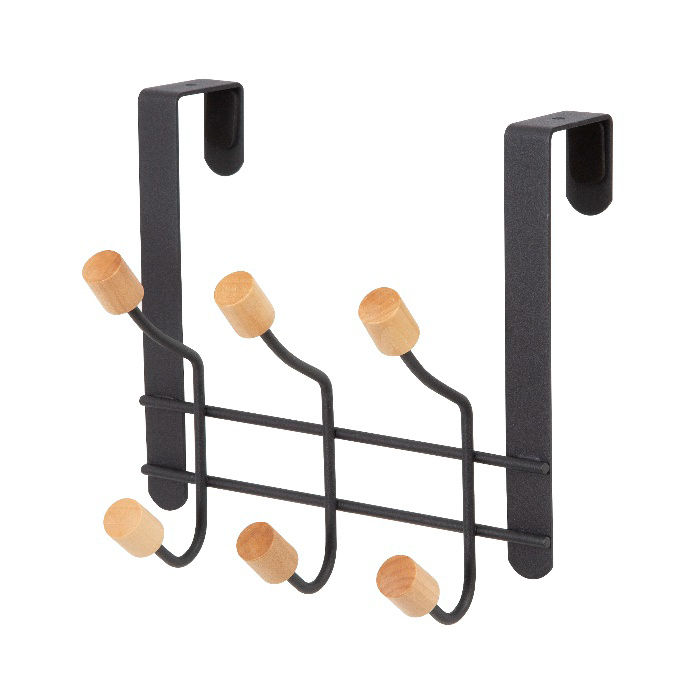 "Helsinski" 6 Hook Over Door Hanger - Black  1 Compactor