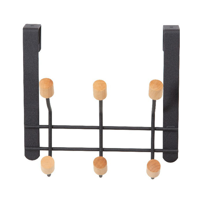 "Helsinski" 6 Hook Over Door Hanger - Black  2 Compactor