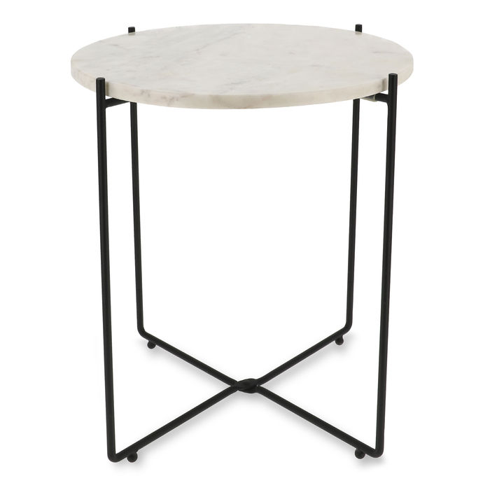 "Agneta" White Marble Side Table Copenhagen 4 Compactor