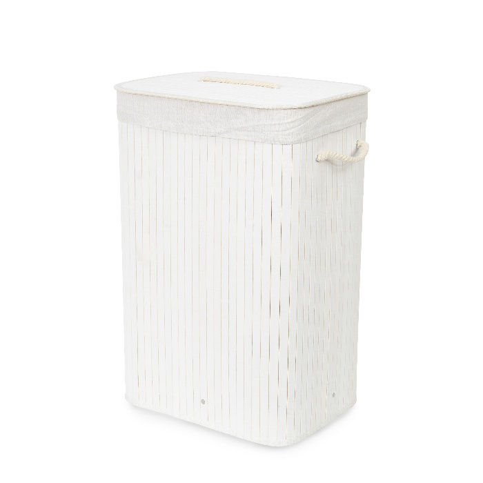 "Bamboo" Rectangle Foldable Laundry Basket - White 1 Compactor