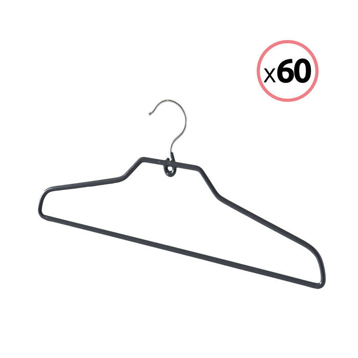 Set of 60 "Sticky" Non Slip Curved Clothes Hangers 1 Compactor
