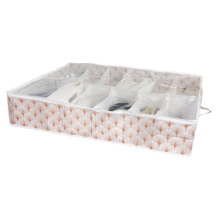 Blush Under Bed Shoe Storage Bag with 12 Compartments 1 Compactor