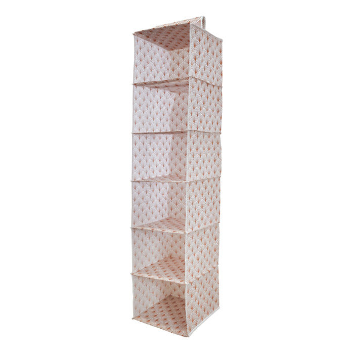 Blush Hanging Clothes Organiser with 6 Compartments 1 Compactor
