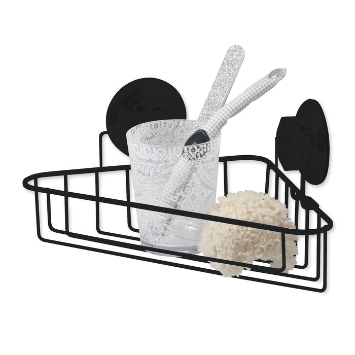 "Bestlock Black" Suction Wall Mountable Corner Storage Shelf 1 Compactor