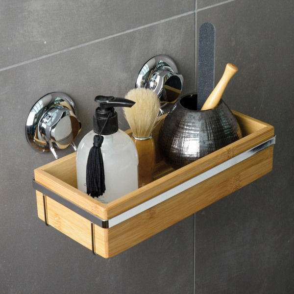 Bestlock Suction Wall Mountable Storage Shelf - Bamboo 6 Compactor