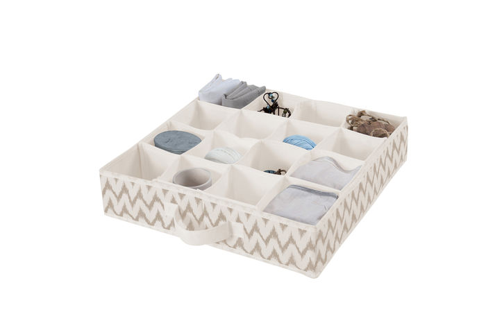 Ikat Beige Drawer Organiser with 16 Compartments 1 Compactor