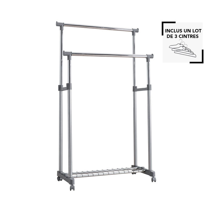Set of Alex adjustable clothes rail with hangers