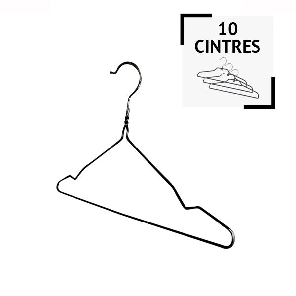 Set of 10 black metal hangers