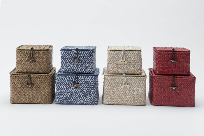 Set of 2 "Tresor" Seagrass Storage Baskets - Blue 2 Compactor