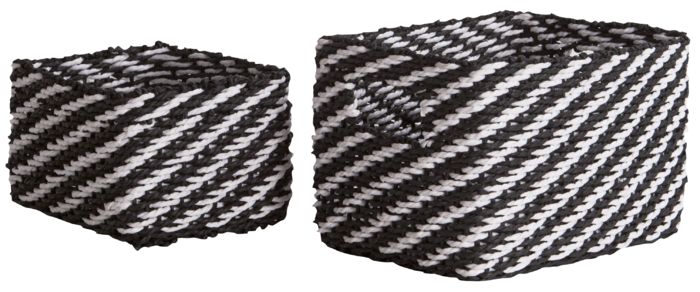 Set of 2 "Lisou" Woven Storage Baskets - Black/White 1 Compactor