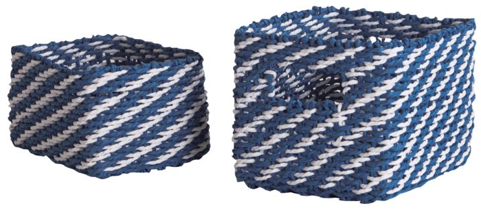 Set of 2 "Lisou" Woven Storage Baskets - Navy Blue 1 Compactor