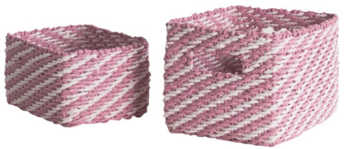 Set of 2 "Lisou" Woven Storage Baskets - Pink 1 Compactor