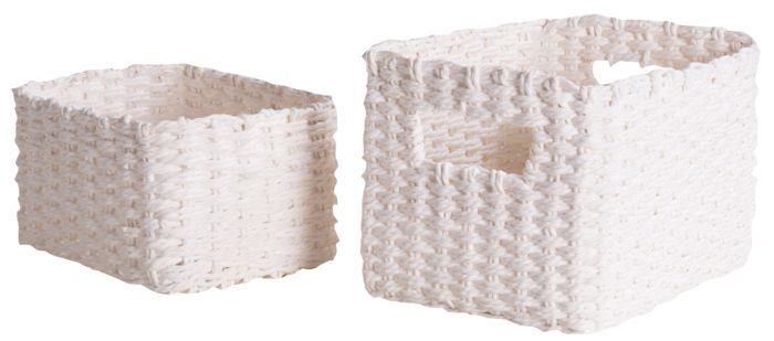 Set of 2 "Lisou" Woven Storage Baskets - White 1 Compactor