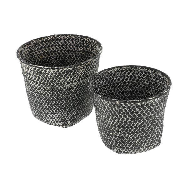 Set of 2 "Mika" Round Baskets Dark Grey
