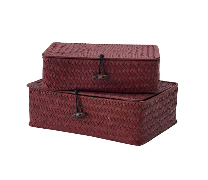 Set of 2 "Macao" Seagrass Storage Baskets - Red 1 Compactor