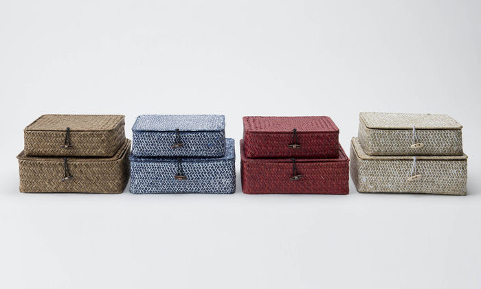 Set of 2 "Macao" Seagrass Storage Baskets - Red 2 Compactor