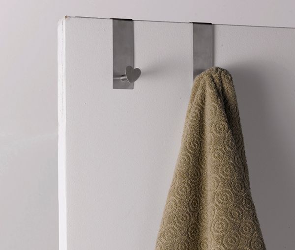 Set of 2 Square and Heart Design Single Over Door Hanging Hooks 1 Compactor