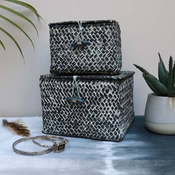 Set of 2 "Tresor" Storage Baskets Dark grey