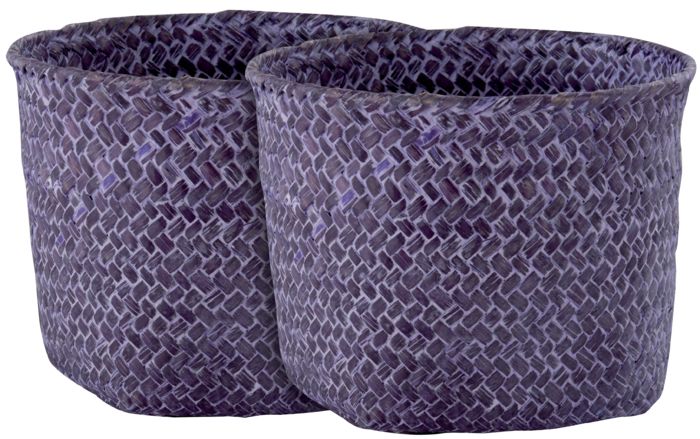 Set of 2 "Mika" Round Woven Storage Baskets - Violet 1 Compactor