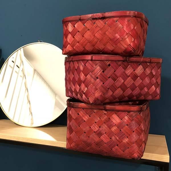 Set of 3 baskets "Hanoi" red