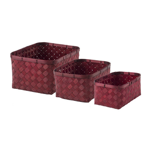 Set of 3 baskets "Hanoi" red