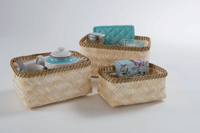 Set of 3 "Halong" Bamboo Storage Baskets 6 Compactor