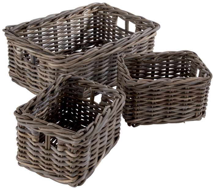 Set of 3 "Koubou" Rattan Storage Baskets 1 Compactor