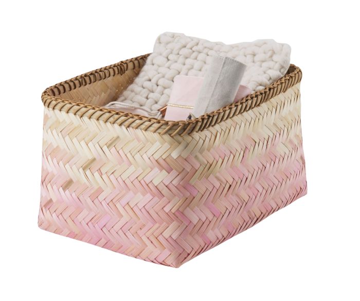 Set of 3 "Noumea" Bamboo Baskets - Pink/Brown 2 Compactor