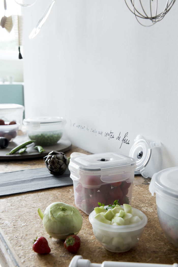 Set of 4 Aspi Fresh Rectangle Vacuum Food Storage Containers with Pump 3 Compactor