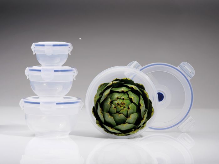 Set of 4 Aspi Fresh Round Vacuum Food Storage Containers with Pump 1 Compactor