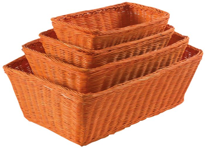 Set of 4 "Saga" Rattan Storage Basket - Orange 1 Compactor