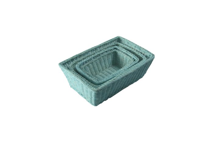 Set of 4 "Saga" Rattan Storage Basket - Turquoise 2 Compactor