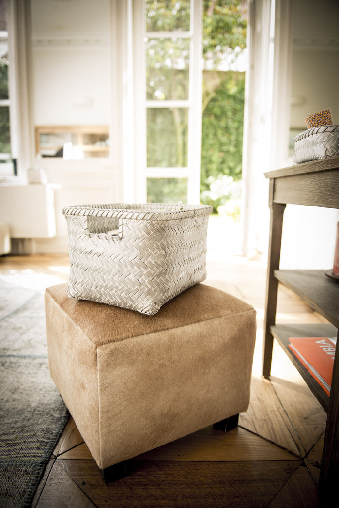 "Dalat" Large Bamboo Storage Basket - White 3 Compactor