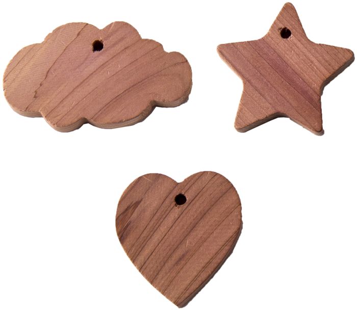 Set of 3 Moth Repellant Cedar Wood Shapes for Drawers 1 Compactor