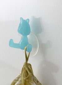 "Funny" Cat Suction Wall Hook - Turquoise 1 Compactor