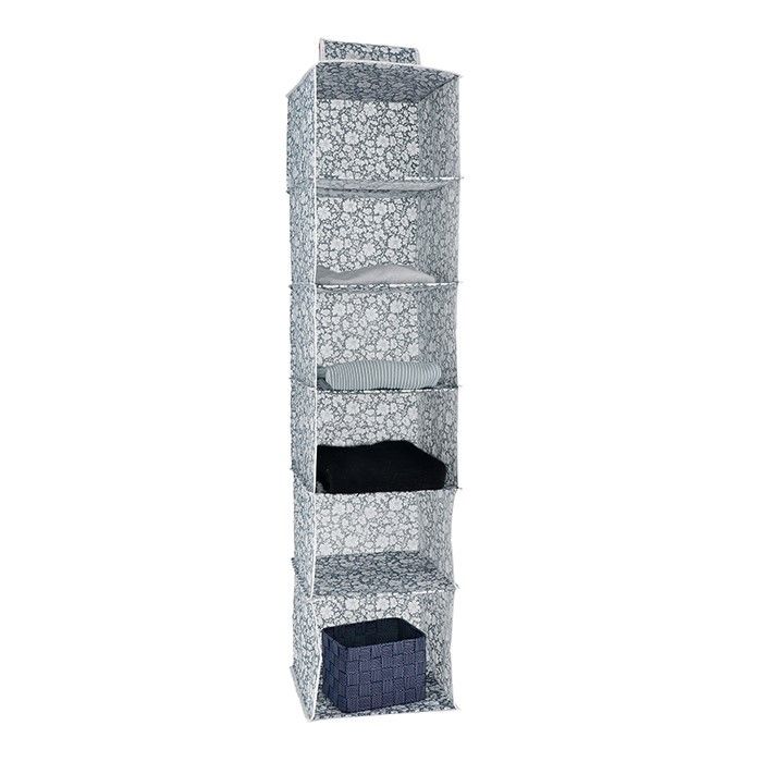 Vicky Hanging Clothes Organiser with 6 Compartments 1 Compactor