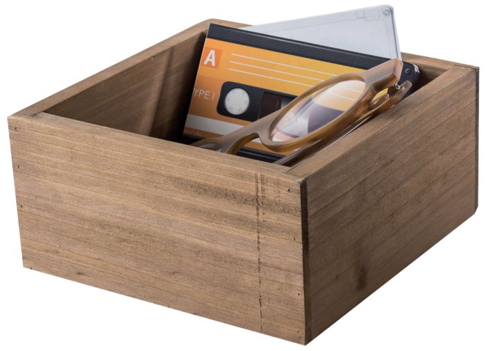 Vintage Square Wooden Storage Box  1 Compactor