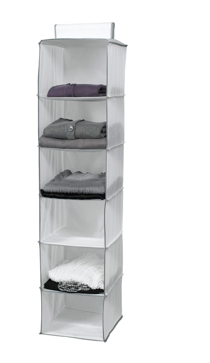 World of Storage Hanging Clothes Organiser with 6 Compartments 1 Compactor