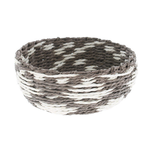 "Yala" Round Storage Basket - Grey/White