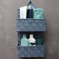 2-tier hanging storage basket "Bristol" - Blue jeans